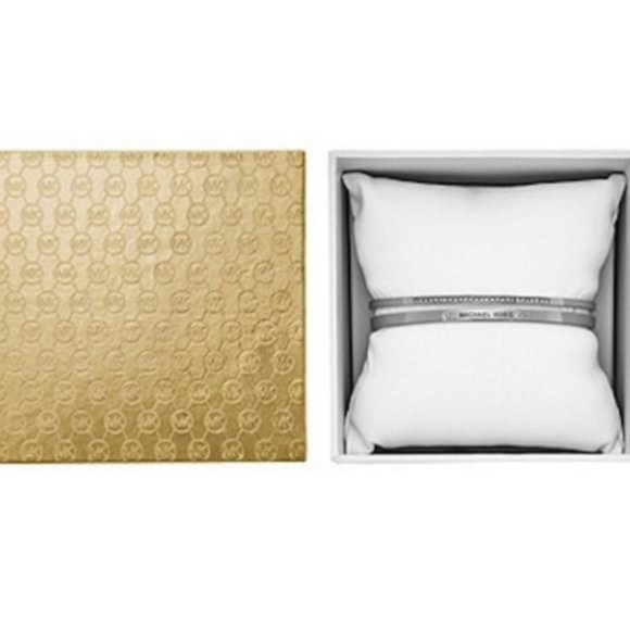 NEW X2 Michael Kors Open Cuff Bracelet Set Silver - Picture 2 of 3